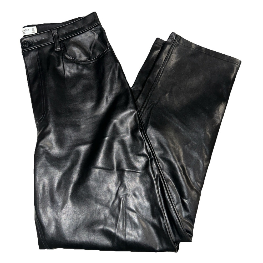 Abercrombie &‎ Fitch Faux Leather Pants The '90s Straight Ultra High Rise 31/12R